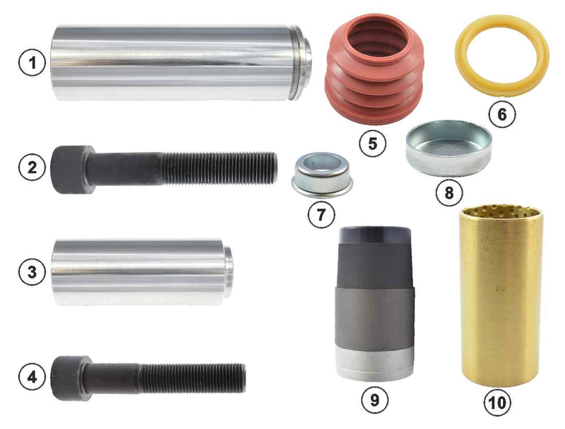 Knorr-Bremse SL7, SM7, SN6, SN7 Caliper Guide pin and seal kit K000472, K017707, A0004203482, 81508226034, 81508226019, 1527631, 1723416, 42541412, 42562856, 5006028005, CKSK.3.2, 3434381200, 980106330
