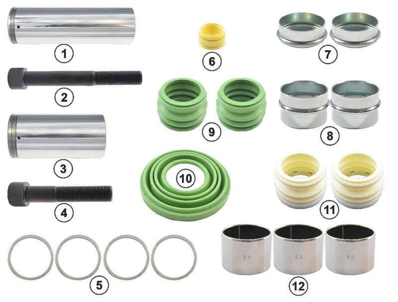 Wabco PAN 19-1, PAN 22-1 Caliper Guide pin and seal kit 1723418, 1748132, 2093080, 1505890, CWSK.23, 3434382700, 3434382701, 1020777, 12999738VT, 6402259212, 10326485, 46780